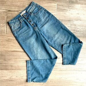 Great Smoky Wide Leg Jeans High Waist Medium Blue Worn Wash Button Fly SZ 5